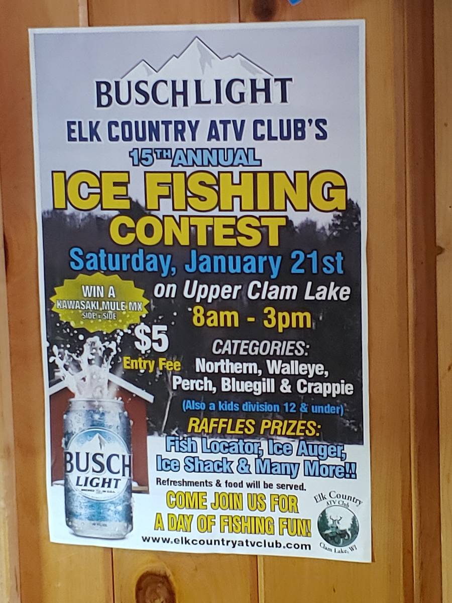 15th Annual Elk Country ATV Club Clam Lake, WI Ice Fishing Contest